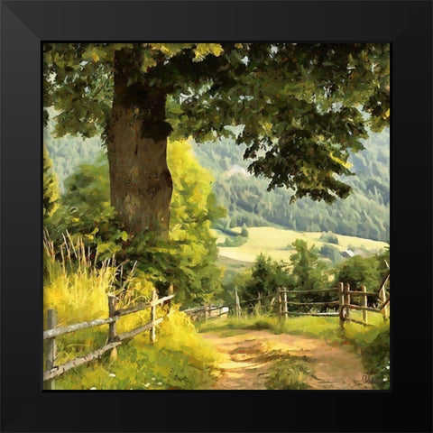 Big Oak by the Way Black Modern Wood Framed Art Print by Medeiros, Celito