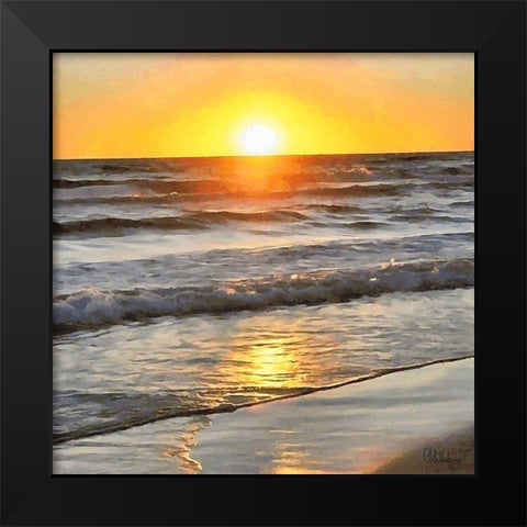 Golden Sunset I Black Modern Wood Framed Art Print by Medeiros, Celito
