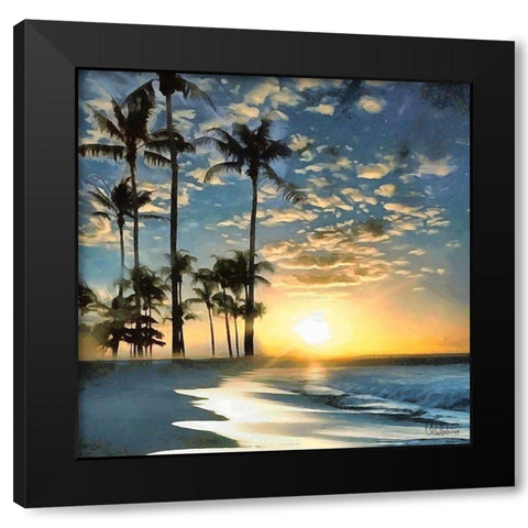 Golden Sunset II Black Modern Wood Framed Art Print with Double Matting by Medeiros, Celito