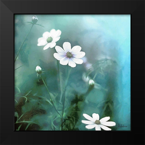 Flowers on Turquiese Background III Black Modern Wood Framed Art Print by Medeiros, Celito