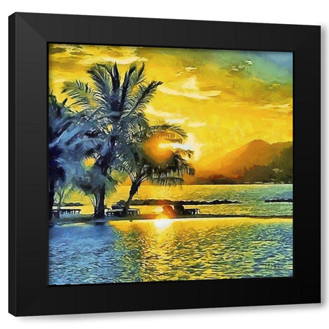 Sunset over the Palms Black Modern Wood Framed Art Print by Medeiros, Celito