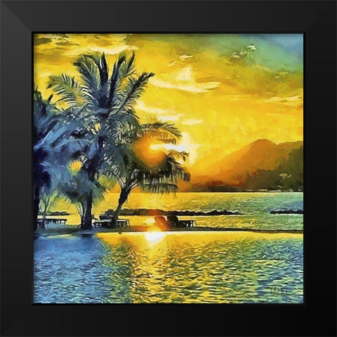 Sunset over the Palms Black Modern Wood Framed Art Print by Medeiros, Celito