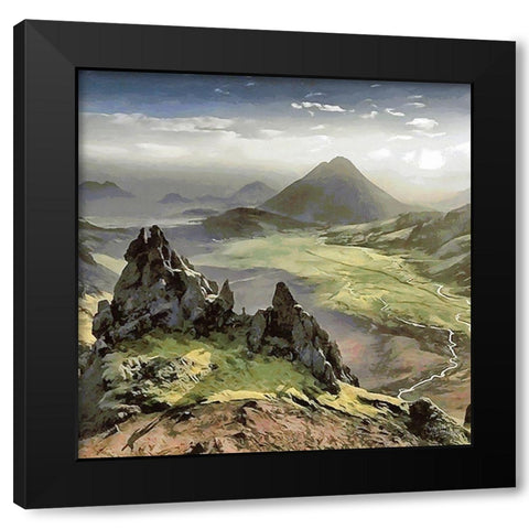 Sunset over the Mountains II Black Modern Wood Framed Art Print by Medeiros, Celito