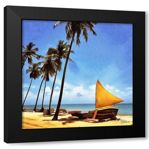 Summer Day on the Beach Black Modern Wood Framed Art Print with Double Matting by Medeiros, Celito
