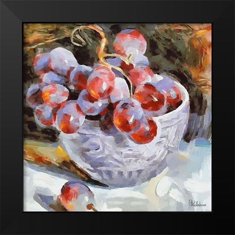 Basket with Grapes Black Modern Wood Framed Art Print by Medeiros, Celito