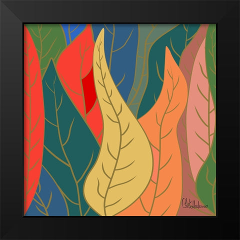 Colorful Leaves I Black Modern Wood Framed Art Print by Medeiros, Celito