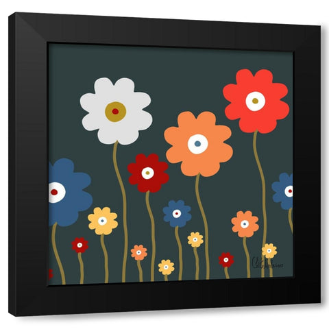 Flowers on black Background Black Modern Wood Framed Art Print with Double Matting by Medeiros, Celito