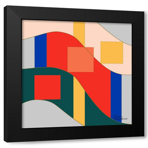 A Game with Abstract Shapes XI Black Modern Wood Framed Art Print with Double Matting by Medeiros, Celito