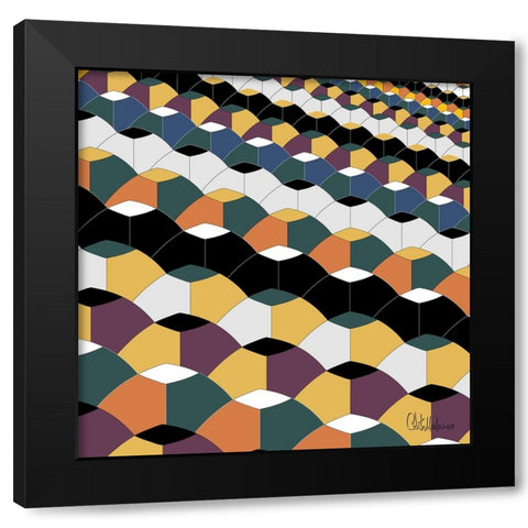 A Game with Abstract Shapes XIV Black Modern Wood Framed Art Print with Double Matting by Medeiros, Celito
