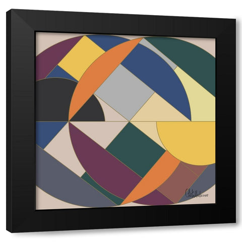 A Game with Abstract Shapes XVII Black Modern Wood Framed Art Print with Double Matting by Medeiros, Celito