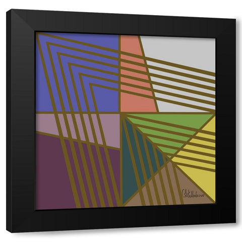 A Game with Abstract Shapes XX Black Modern Wood Framed Art Print with Double Matting by Medeiros, Celito