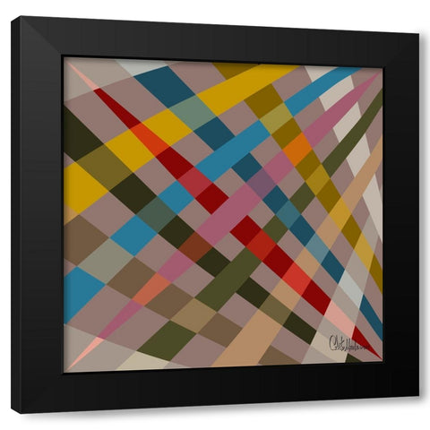 A Game with Abstract Shapes XXI Black Modern Wood Framed Art Print with Double Matting by Medeiros, Celito