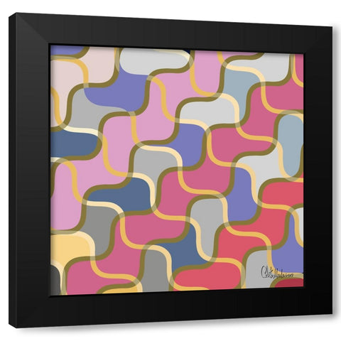 A Game with Abstract Shapes XXVIII Black Modern Wood Framed Art Print with Double Matting by Medeiros, Celito