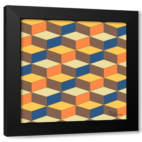 A Game with Abstract Shapes XXX Black Modern Wood Framed Art Print with Double Matting by Medeiros, Celito