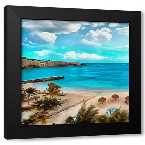 The Beach I Black Modern Wood Framed Art Print with Double Matting by Medeiros, Celito