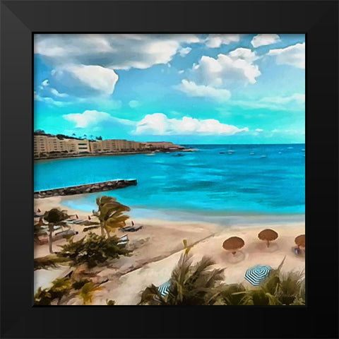 The Beach I Black Modern Wood Framed Art Print by Medeiros, Celito