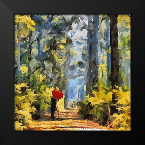 A Kiss in the Forest Black Modern Wood Framed Art Print by Medeiros, Celito