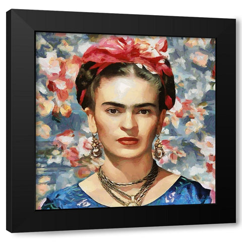 Frida Kahlo Black Modern Wood Framed Art Print with Double Matting by Medeiros, Celito