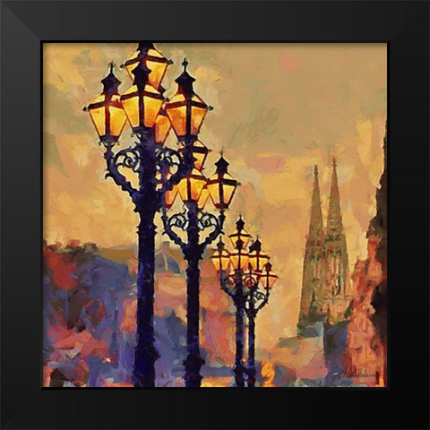 Lamps by Sunset Black Modern Wood Framed Art Print by Medeiros, Celito