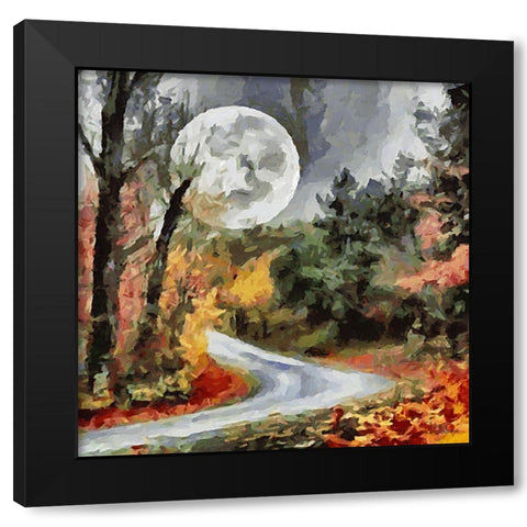 Moon over the Road Black Modern Wood Framed Art Print with Double Matting by Medeiros, Celito