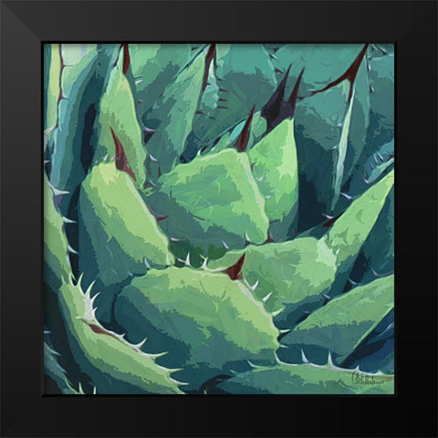 A Green Cactus Black Modern Wood Framed Art Print by Medeiros, Celito