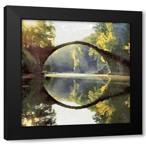 Sunrise over the Bridge Black Modern Wood Framed Art Print by Medeiros, Celito
