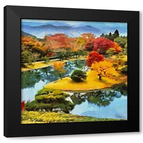 Bend of the River in Autumn Black Modern Wood Framed Art Print by Medeiros, Celito