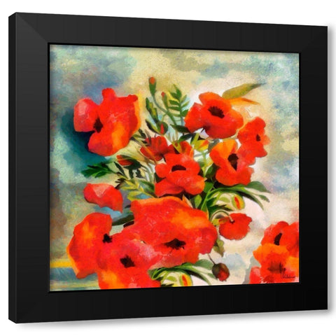 Poppies Black Modern Wood Framed Art Print by Medeiros, Celito