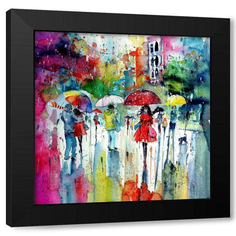 Raining, raining Black Modern Wood Framed Art Print by Kovacs, Anna Brigite