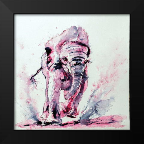 Elephant in pink Black Modern Wood Framed Art Print by Kovacs, Anna Brigite