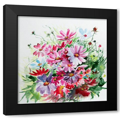Windflowers Black Modern Wood Framed Art Print with Double Matting by Kovacs, Anna Brigite