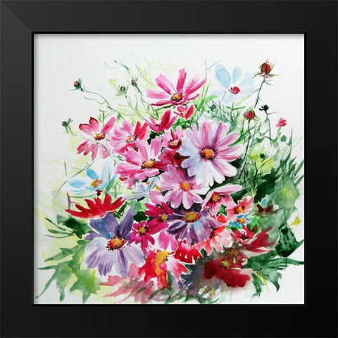 Windflowers Black Modern Wood Framed Art Print by Kovacs, Anna Brigite