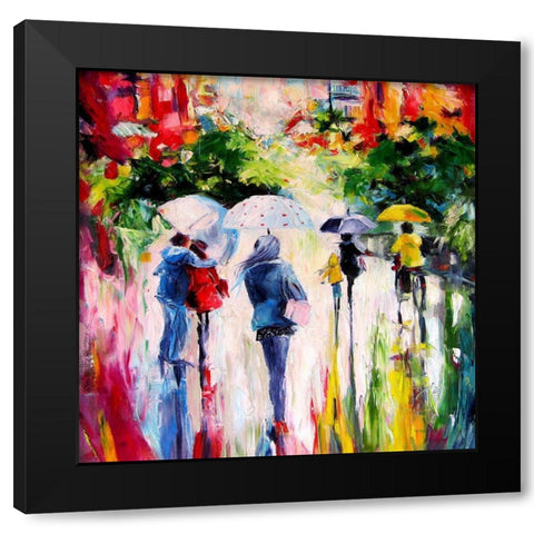 Rainy Day in the Cit Black Modern Wood Framed Art Print with Double Matting by Kovacs, Anna Brigite