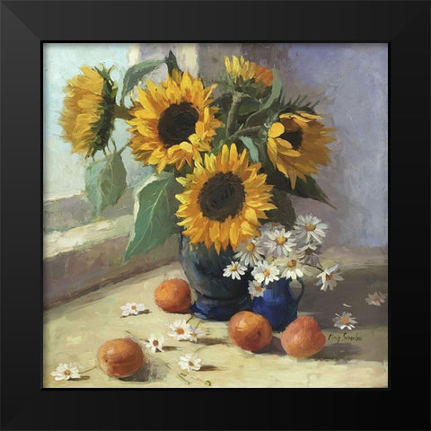 Still Life with Sunflowers Black Modern Wood Framed Art Print by Strube, Ling