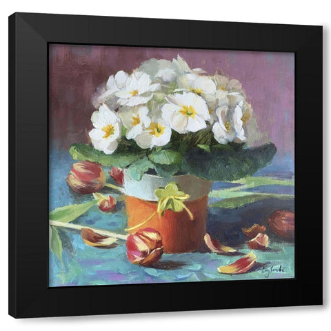 White Primrose Black Modern Wood Framed Art Print with Double Matting by Strube, Ling