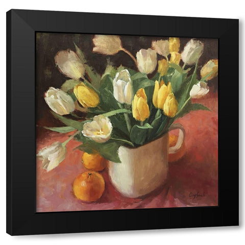 The Tulips Black Modern Wood Framed Art Print with Double Matting by Strube, Ling