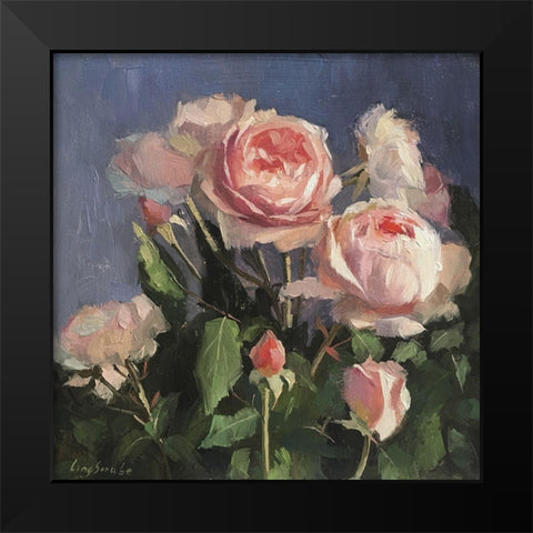 Garden Roses Black Modern Wood Framed Art Print by Strube, Ling