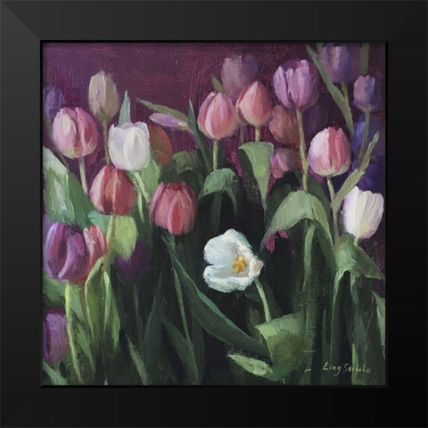 Spring Tulips Black Modern Wood Framed Art Print by Strube, Ling