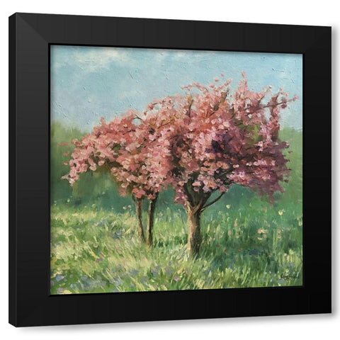 Spring Story Black Modern Wood Framed Art Print by Strube, Ling