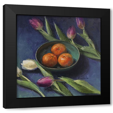 The Three Oranges Black Modern Wood Framed Art Print with Double Matting by Strube, Ling