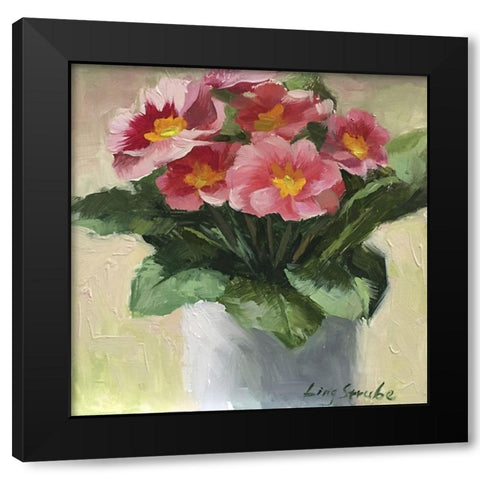 Primroses Black Modern Wood Framed Art Print by Strube, Ling