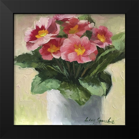 Primroses Black Modern Wood Framed Art Print by Strube, Ling