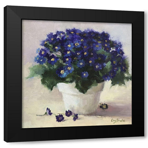 Purple Flowers Black Modern Wood Framed Art Print with Double Matting by Strube, Ling