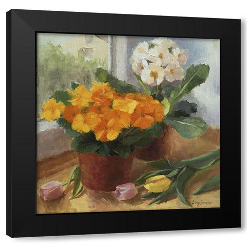 Primrose and Tulip Black Modern Wood Framed Art Print by Strube, Ling