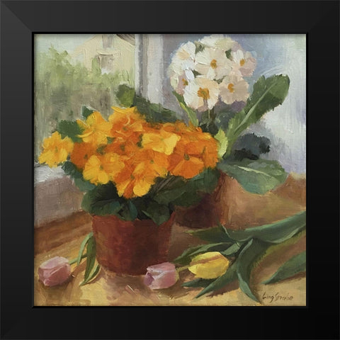 Primrose and Tulip Black Modern Wood Framed Art Print by Strube, Ling