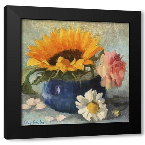 Summer Flowers Black Modern Wood Framed Art Print with Double Matting by Strube, Ling