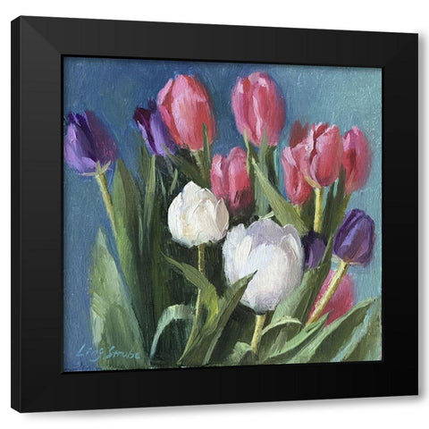Tulips Black Modern Wood Framed Art Print by Strube, Ling