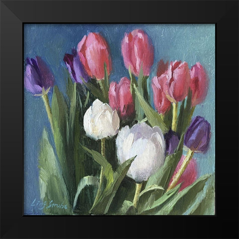 Tulips Black Modern Wood Framed Art Print by Strube, Ling