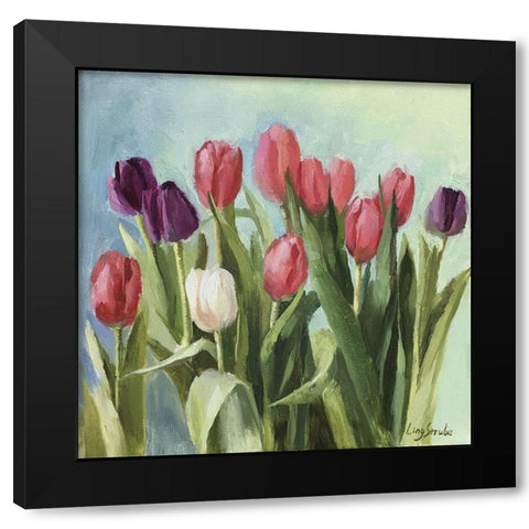 Tulips II Black Modern Wood Framed Art Print with Double Matting by Strube, Ling