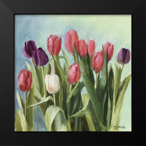 Tulips II Black Modern Wood Framed Art Print by Strube, Ling